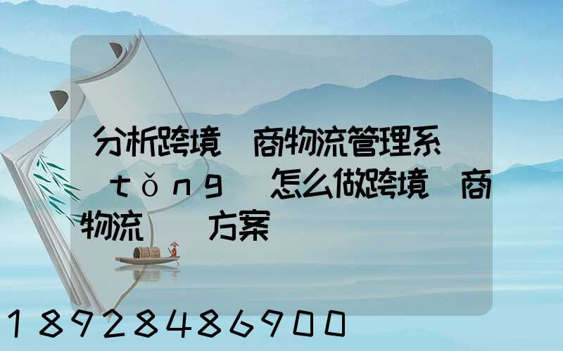 分析跨境電商物流管理系統(tǒng)怎么做跨境電商物流運營方案
