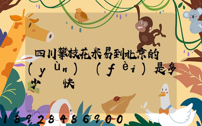 四川攀枝花米易到北京的運(yùn)費(fèi)是多少順豐快遞