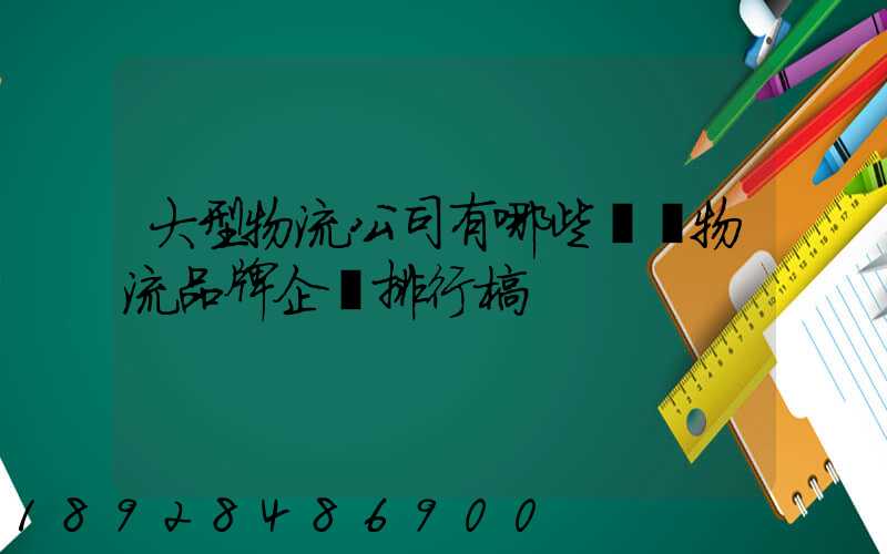 大型物流公司有哪些國內物流品牌企業排行榜