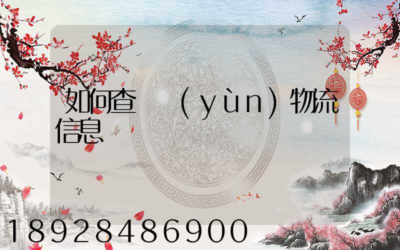 如何查貨運(yùn)物流信息