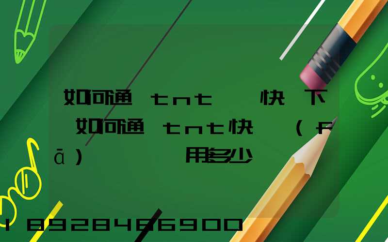 如何通過tnt國際快遞下單如何通過tnt快遞發(fā)貨——費用多少