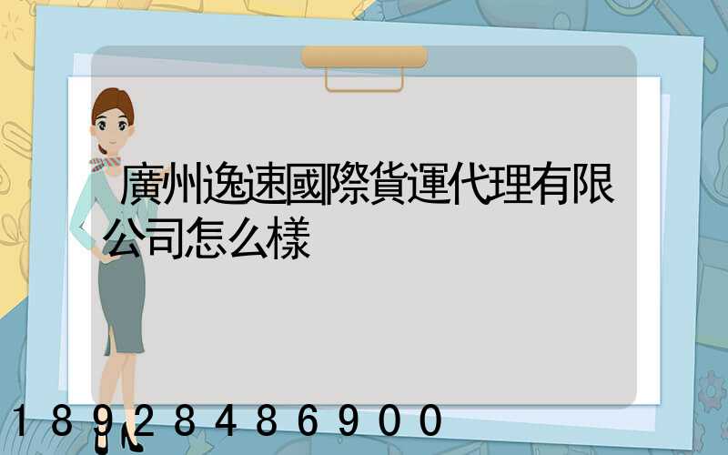 廣州逸速國際貨運代理有限公司怎么樣
