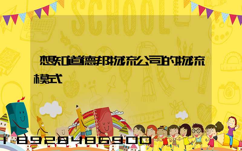 想知道德邦物流公司的物流模式