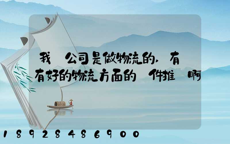我們公司是做物流的,有沒有好的物流方面的軟件推薦啊