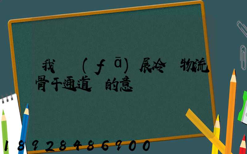 我國發(fā)展冷鏈物流骨干通道網的意義