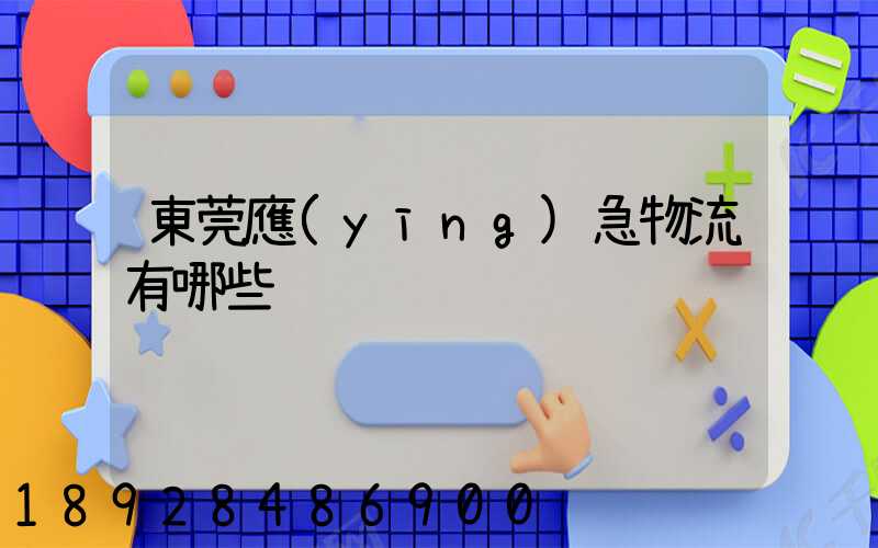 東莞應(yīng)急物流有哪些