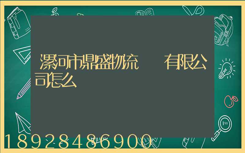 漯河市鼎盛物流運輸有限公司怎么樣