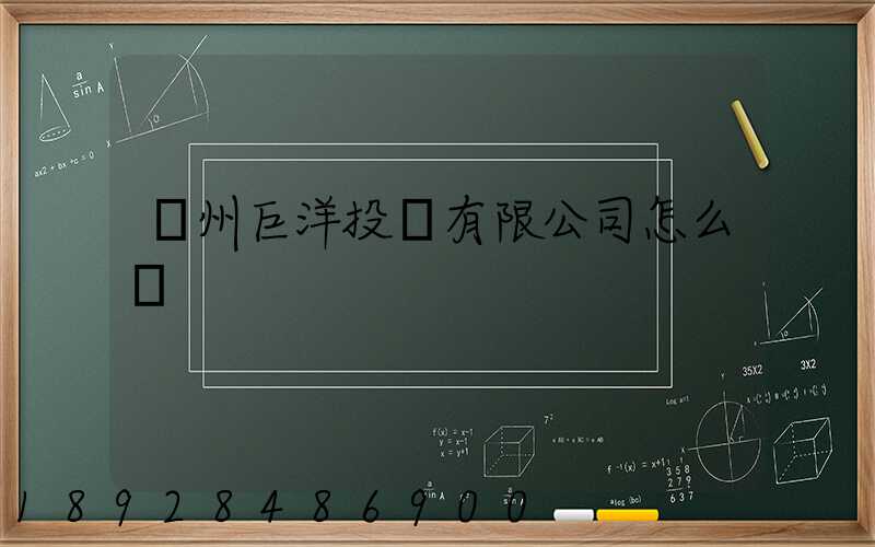 瀘州巨洋投資有限公司怎么樣