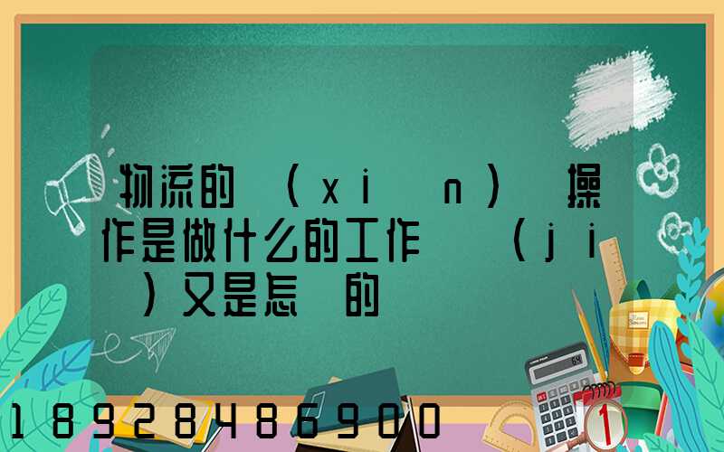 物流的現(xiàn)場操作是做什么的工作細節(jié)又是怎樣的