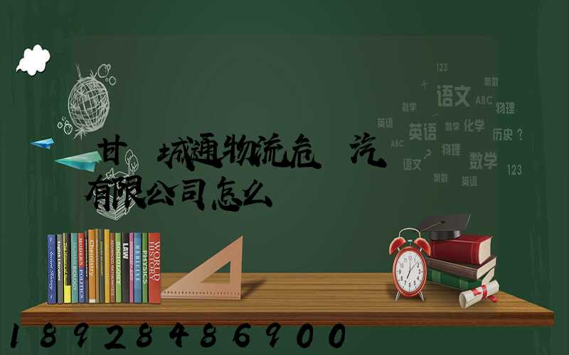 甘肅城通物流危貨汽車運輸有限公司怎么樣
