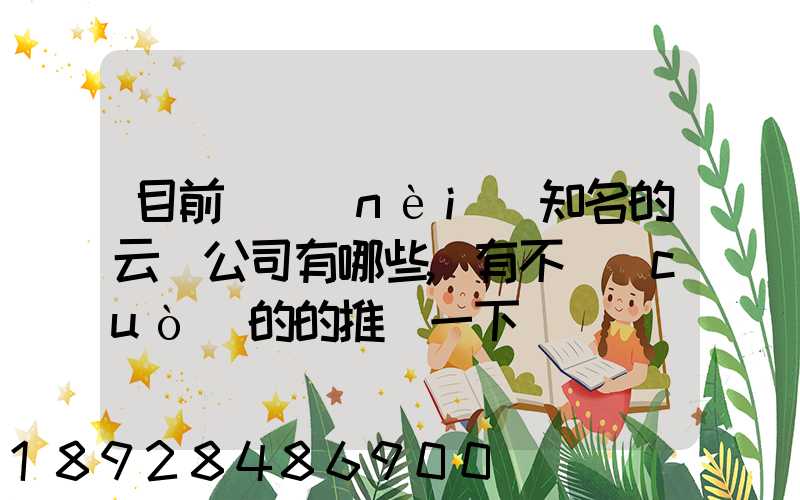 目前國內(nèi)知名的云倉公司有哪些,有不錯(cuò)的的推薦一下