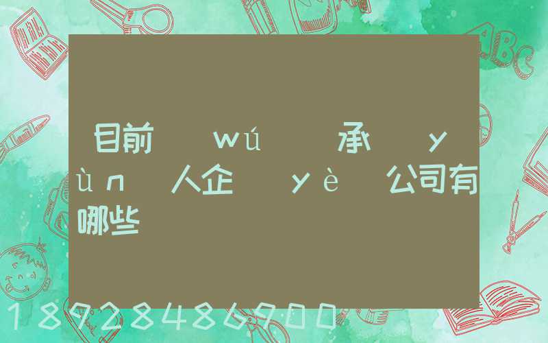 目前無(wú)車承運(yùn)人企業(yè)公司有哪些