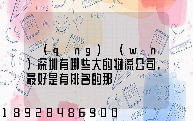 請(qǐng)問(wèn)深圳有哪些大的物流公司,最好是有排名的那種