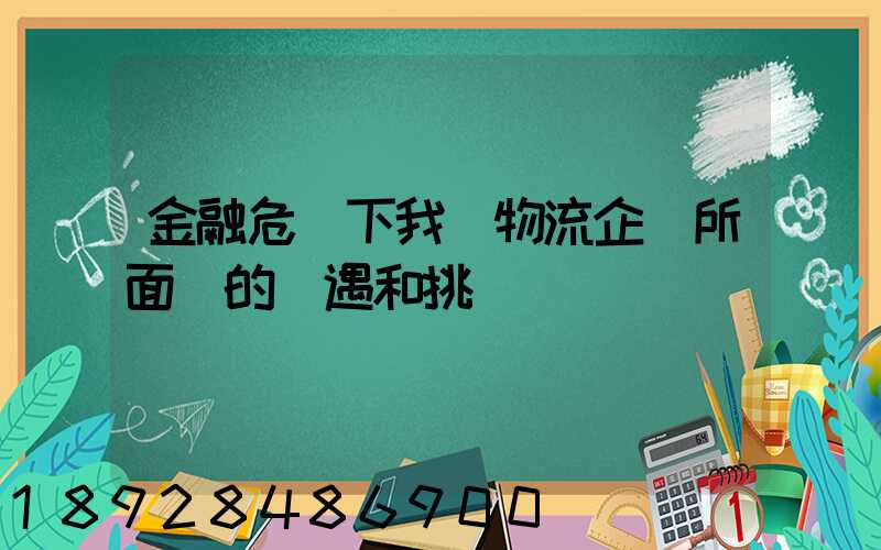 金融危機下我國物流企業所面對的機遇和挑戰