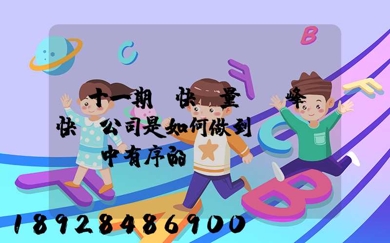 雙十一期間快遞量達頂峰,快遞公司是如何做到穩(wěn)中有序的